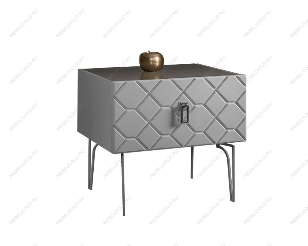 Тумба прикроватная Bogemia Farfalle (Серый) (Lakobel/Хром) БМТП-1(Fa)