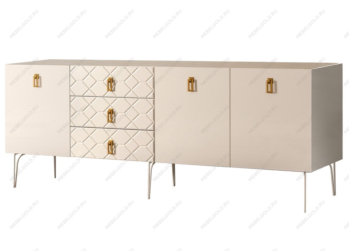 Комод 2.1м Bogemia Farfalle (Слоновая кость) (Novabuk/Золото) БМКМ-5(Fa)