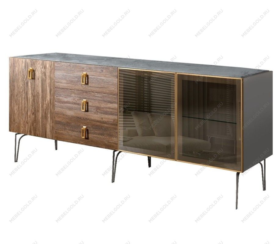 Комод 2.1м Bogemia Wood Fa (Серый) (Novabuk/Золото) БМКМ-5(Wo)[5][10]