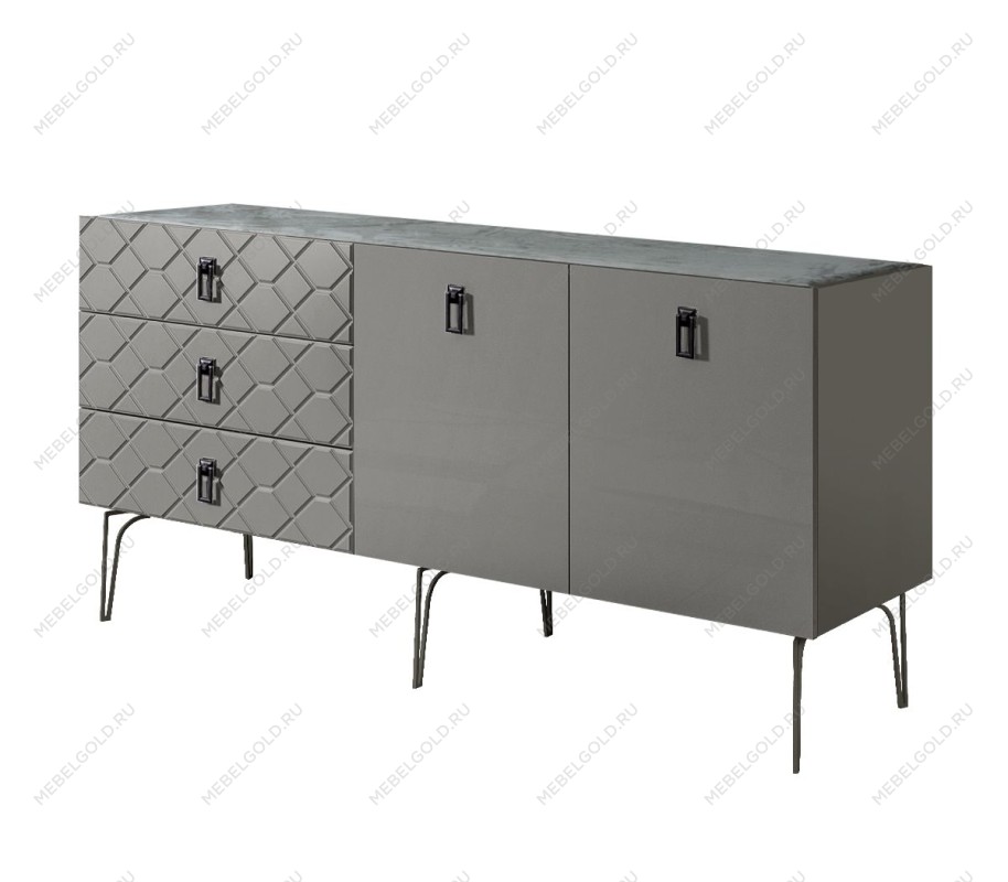 Комод 1.6м Bogemia Farfalle (Серый) (Novabuk/Черный) БМКМ-4(Fa)