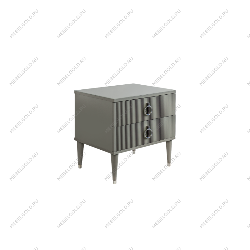 Тумба прикроватная 2 ящика Римини СОЛО (Серый/Серебро) РМТП-2(s)