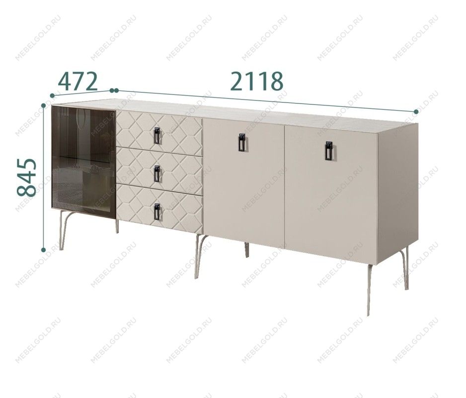 Комод 2.1м Bogemia Farfalle (Шелк) (Novabuk/Черный) БМКМ-5(Fa)[4]