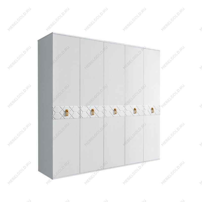 Шкаф 5-ти дв. Bogemia Farfalle (Белый/Золото) БМШ2/5(Fa)
