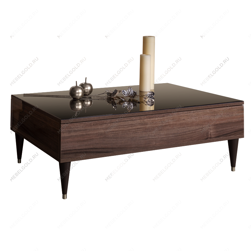 Журнальный столик с ящиком Римини (Орех империя/Серебро) РМСТ-2