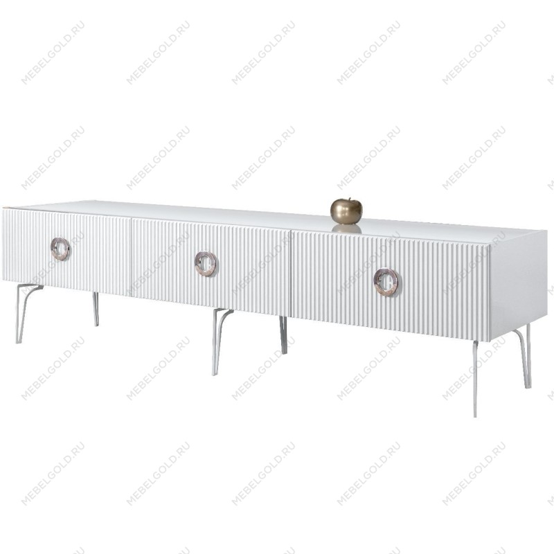 Тумба под телевизор 2.1м Bogemia Fillini (Белый) (Lakobel/Хром) БМТ-2(Fi)