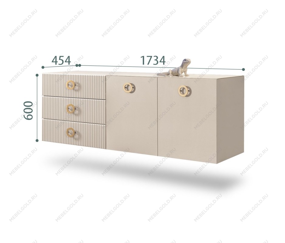 Комод 1.6м Bogemia Fly Fillini (Ваниль) (Lakobel/Золото) БМКМ-4