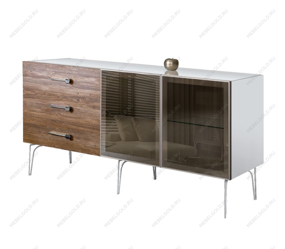 Комод 1.6м Bogemia Wood Wo (Белый) (Lakobel/Хром) БМКМ-4(Wo)[5]