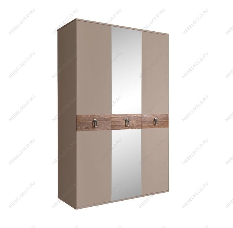 Шкаф 3-х дверный с зеркалом Bogemia Wood Fa (Мокка/Хром) БМШ1/3(Wo)