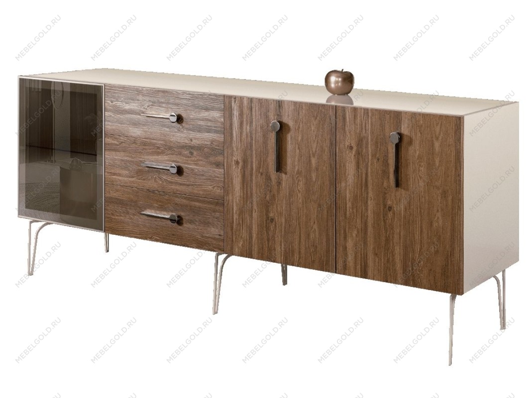 Комод 2.1м Bogemia Wood Wo (Слоновая кость) (Lakobel/Хром) БМКМ-5(Wo)[4]