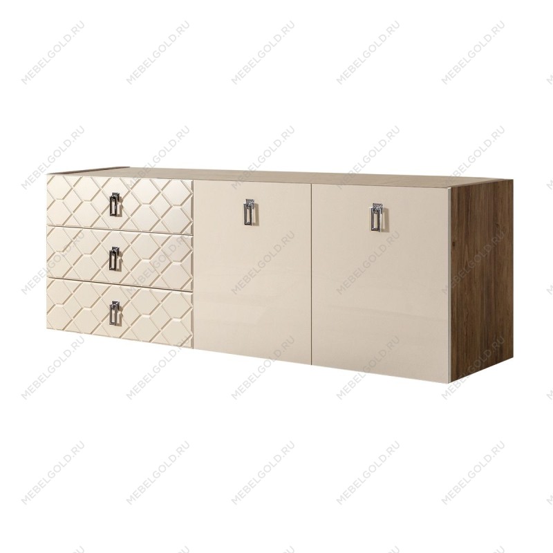Комод 1.6м Bogemia Woodline Fly Fa (Слоновая кость) (Novabuk/Хром) БМКМ-4