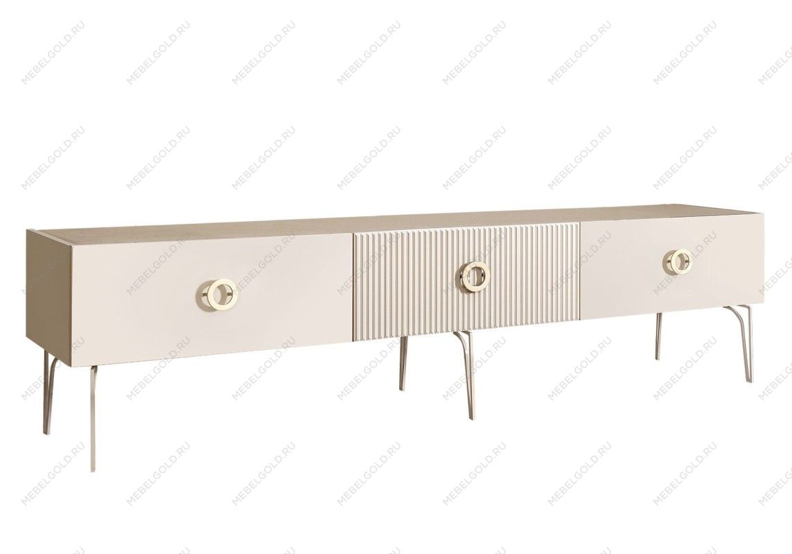 Тумба под телевизор 2.1м Bogemia Fillini (Слоновая кость) (Novabuk/Золото) БМТ-2(Fi)[10]