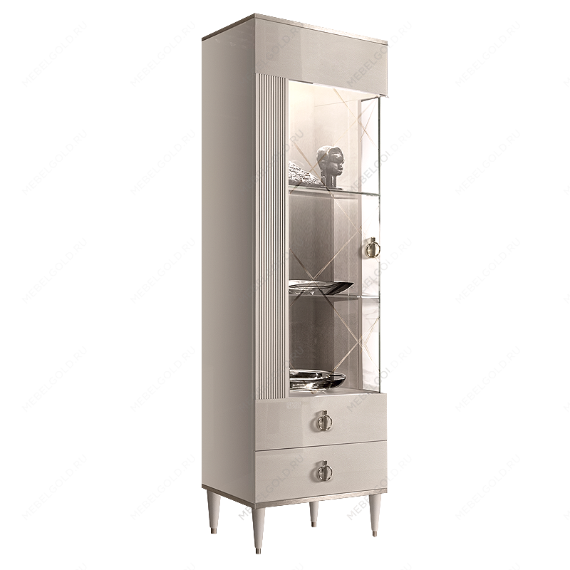 Витрина 1-ств. Римини СОЛО (Белый/Серебро) (Левая) РМВ1-1С(s)