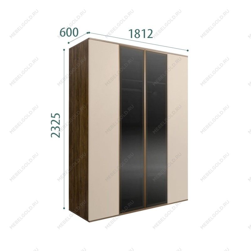 Шкаф 4-х дв. с ящиками Bogemia Woodline Air (Ваниль/Золото) БМШ2/42(2)