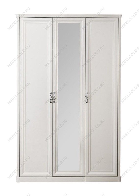 Шкаф Мишель 3-дверный (2+1) с зеркалом белый матовый | изображение 1