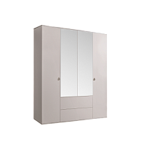 Шкаф 4-х дверный с зеркалом, с ящиками Римини (Слоновая кость/Серебро) РМШ1/41