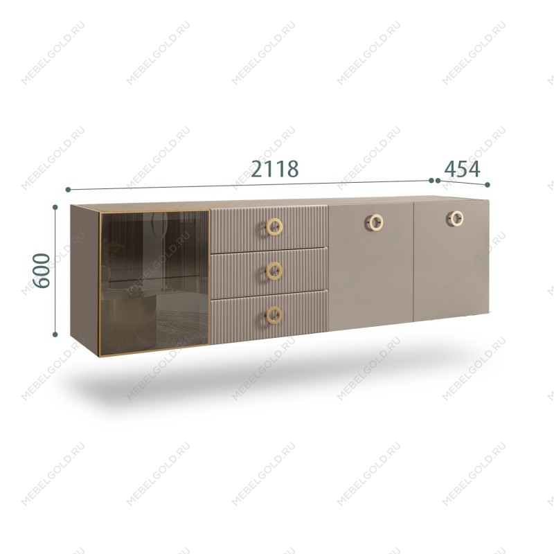 Комод 2.1м Bogemia Fly Fillini (Мокка) (Novabuk/Золото) БМКМ-5[4]