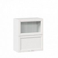 Джулия Шкаф кухонный 600 горизонтальный с 2 складными дверями комбинированный со стеклом (Белый/Белый)