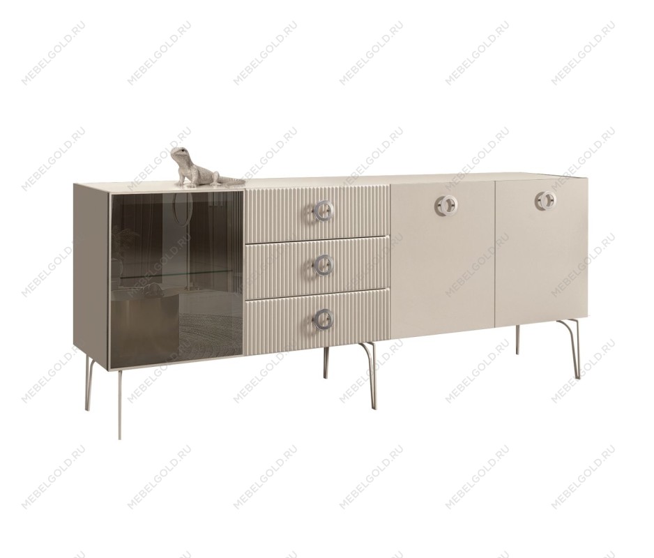 Комод 2.1м Bogemia Fillini (Ваниль) (Lakobel/Хром) БМКМ-5(Fi)[4]