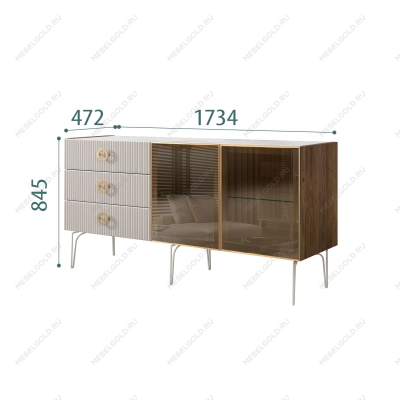 Комод 1.6м Bogemia Woodline Fi (Шелк) (Novabuk/Золото) БМКМ-4[5]