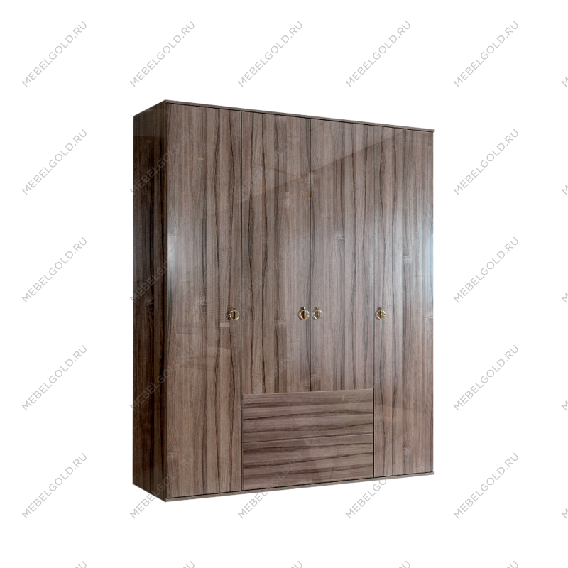 Шкаф 4-х дверный с ящиками Римини (Орех империя/Золото) РМШ2/41