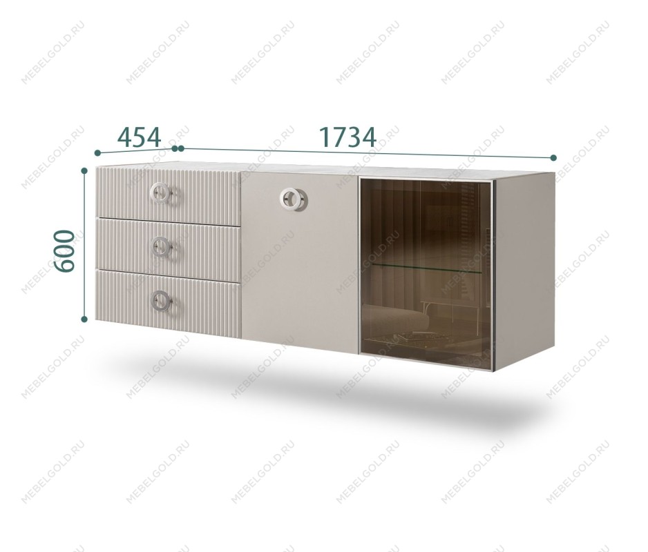 Комод 1.6м Bogemia Fly Fillini (Шелк) (Novabuk/Хром) БМКМ-4[5][10]