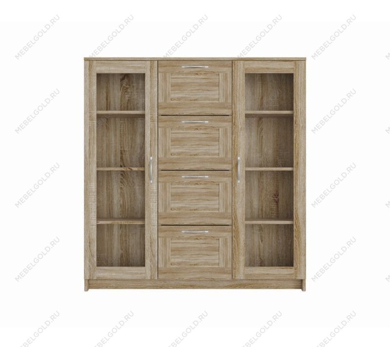 БРИМНЭС / СИРИУС тумба ИКЕА / IKEA 2 двери со стеклом и 4 ящика 117х123 сонома | изображение 1