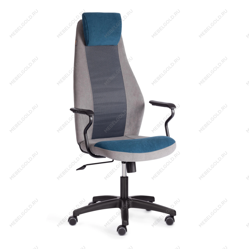 Кресло AVIATOR, флок, ткань, синий/серый/серый, 32/29/W-12