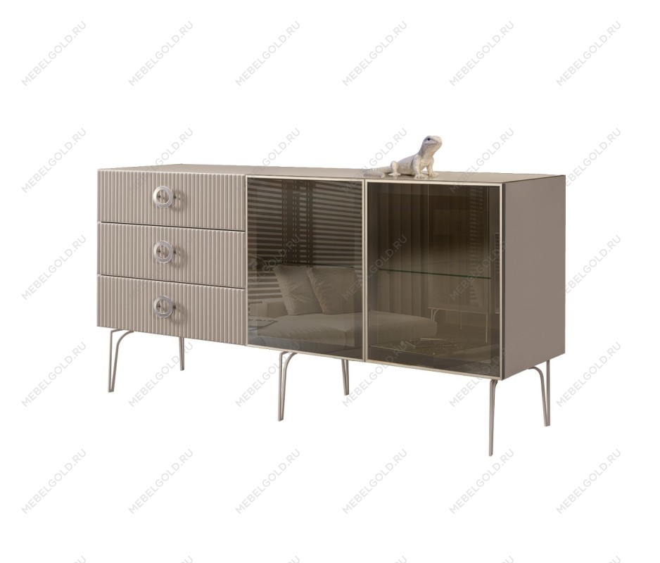 Комод 1.6м Bogemia Fillini (Мокка) (Lakobel/Хром) БМКМ-4(Fi)[5]