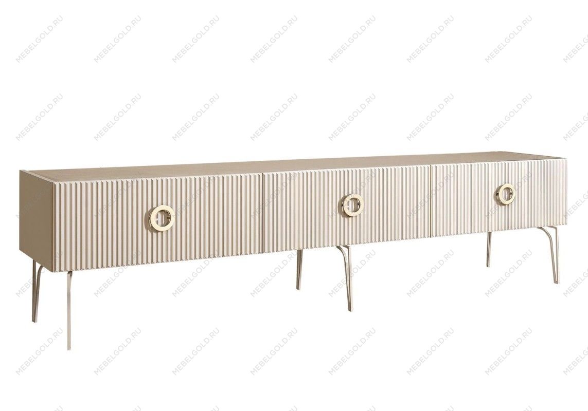 Тумба под телевизор 2.1м Bogemia Fillini (Слоновая кость) (Novabuk/Золото) БМТ-2(Fi)