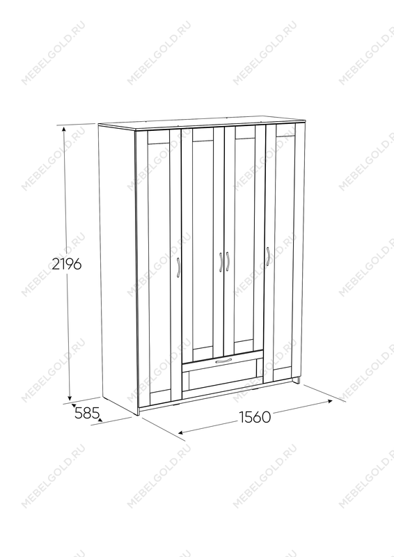БРИМНЭС / СИРИУС Шкаф четырехдверный ИКЕА / IKEA с одним выдвижным ящиком и зеркалом, Дуб Сонома | изображение 1