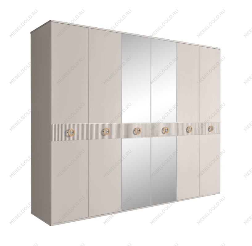 Шкаф 6-ти дв. с зеркалами Bogemia Fillini (Шелк/Золото) БМШ1/6(Fi)