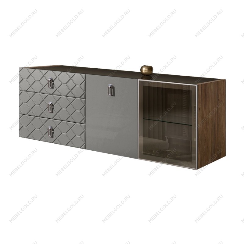 Комод 1.6м Bogemia Woodline Fly Fa (Серый) (Lakobel/Хром) БМКМ-4[5][10]