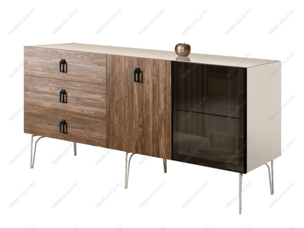 Комод 1.6м Bogemia Wood Fa (Слоновая кость) (Lakobel/Черный) БМКМ-4(Wo)[5][10]