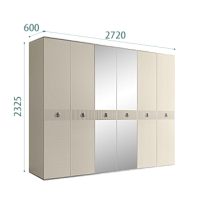 Шкаф 6-ти дверный с зеркалом Римини СОЛО (Ваниль/Серебро) РМШ1/6(s)