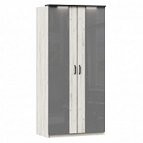 Шкаф двухстворчатый с комбинированными дверями Техно (Дуб Крафт белый/Серый шифер)