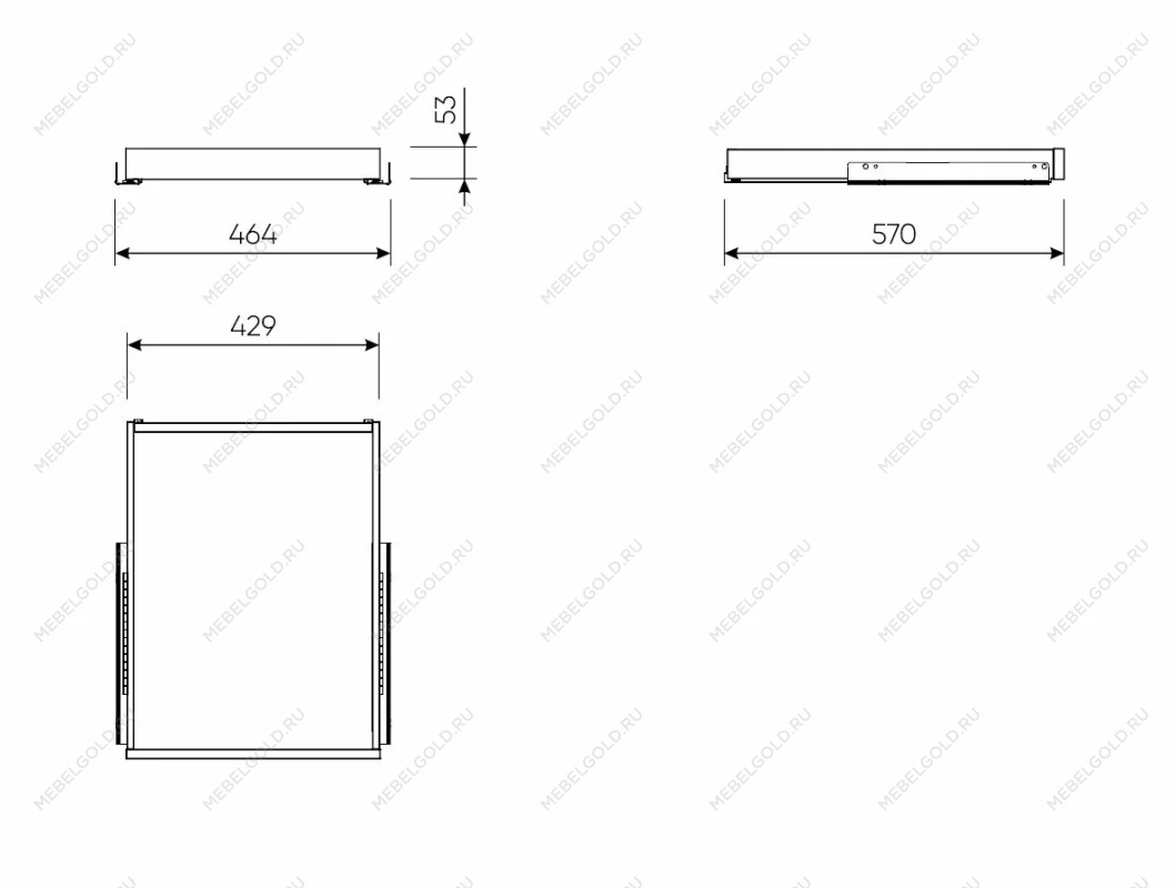 Выдвижная полка МАКС 50х58 серая | изображение 1