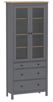 САГА шкаф с витриной 90 серый/ясень