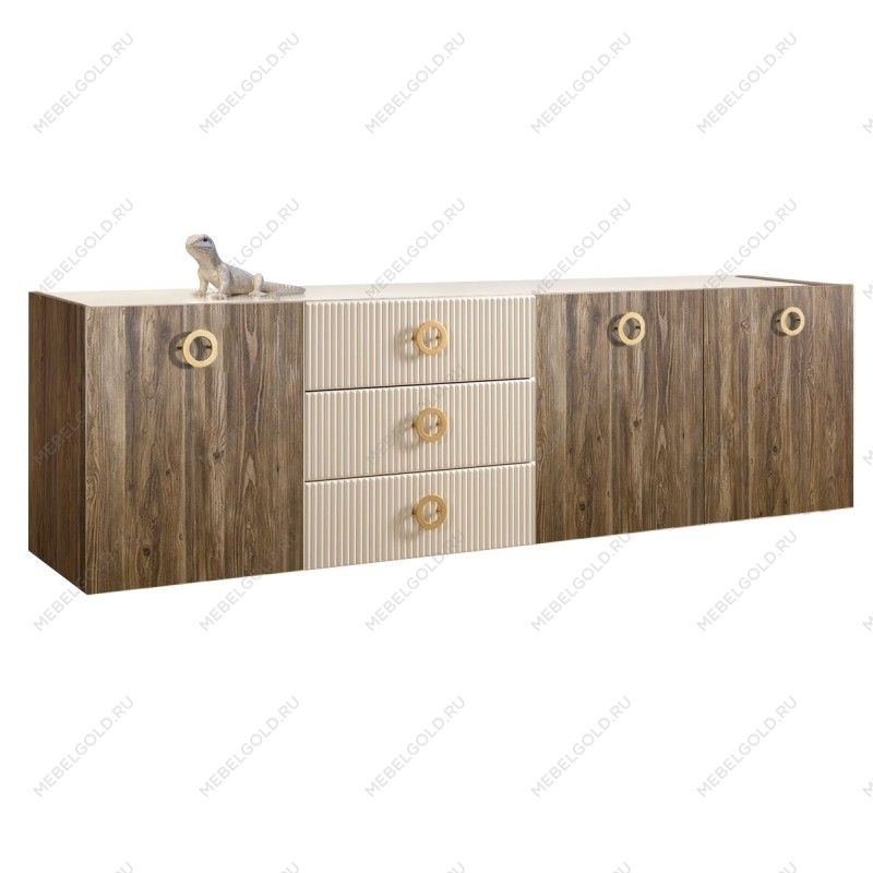 Комод 2.1м Bogemia Woodline Fly Wood Fi (Слоновая кость) (Lakobel/Золото) БМКМ-5