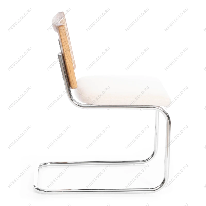 Стул MANI, дерево вяз, ротанг/ткань лен, металлический каркас, Груша (№3), 46х46х78 см | изображение 1