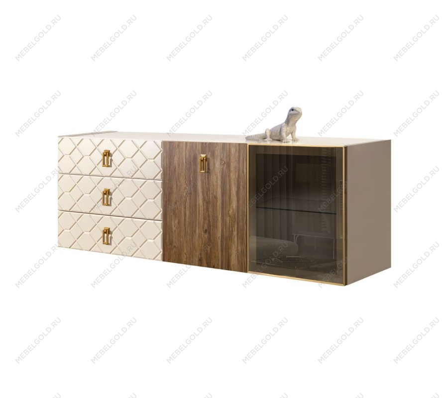 Комод 1.6м Bogemia Fly Wood Fa (Слоновая кость) (Lakobel/Золото) БМКМ-4[5][10]