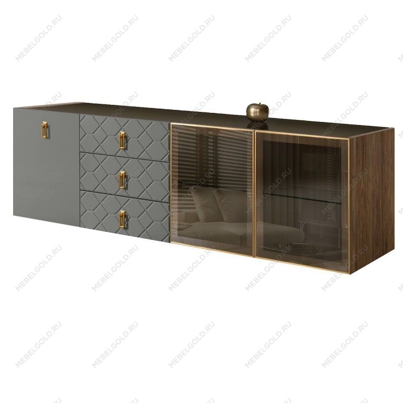 Комод 2.1м Bogemia Woodline Fly Fa (Серый) (Lakobel/Золото) БМКМ-5[5][10]