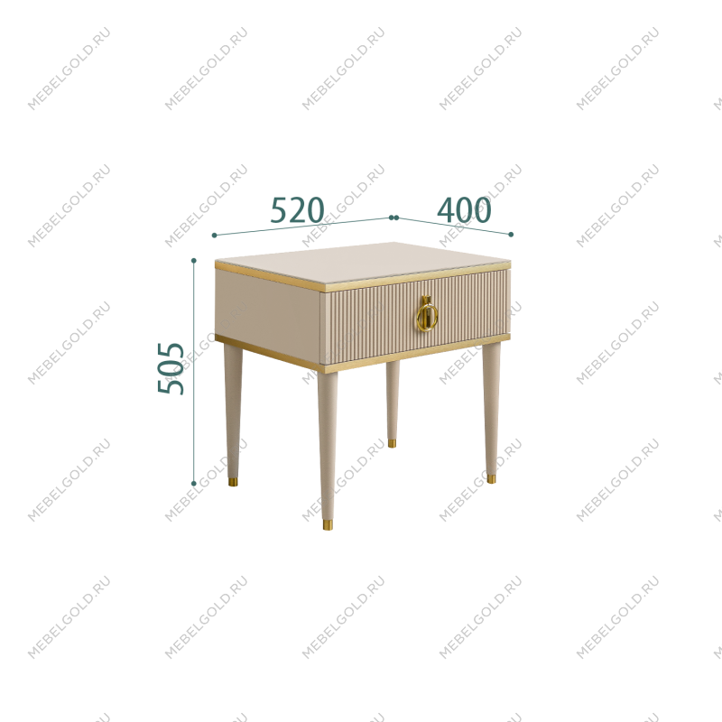 Тумба прикроватная Римини СОЛО (Ваниль/Золото) РМТП-1(s)