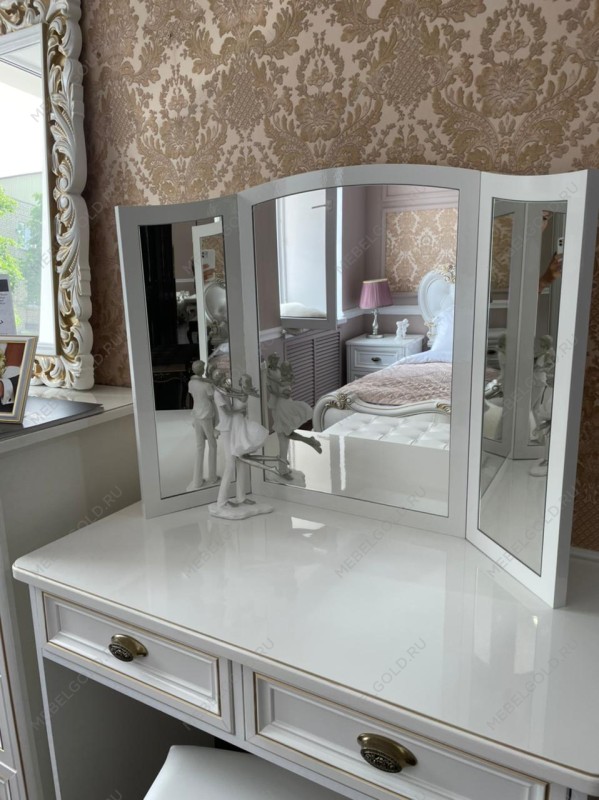 Зеркало трельяж Натали для туалетного столика белый глянец | изображение 1