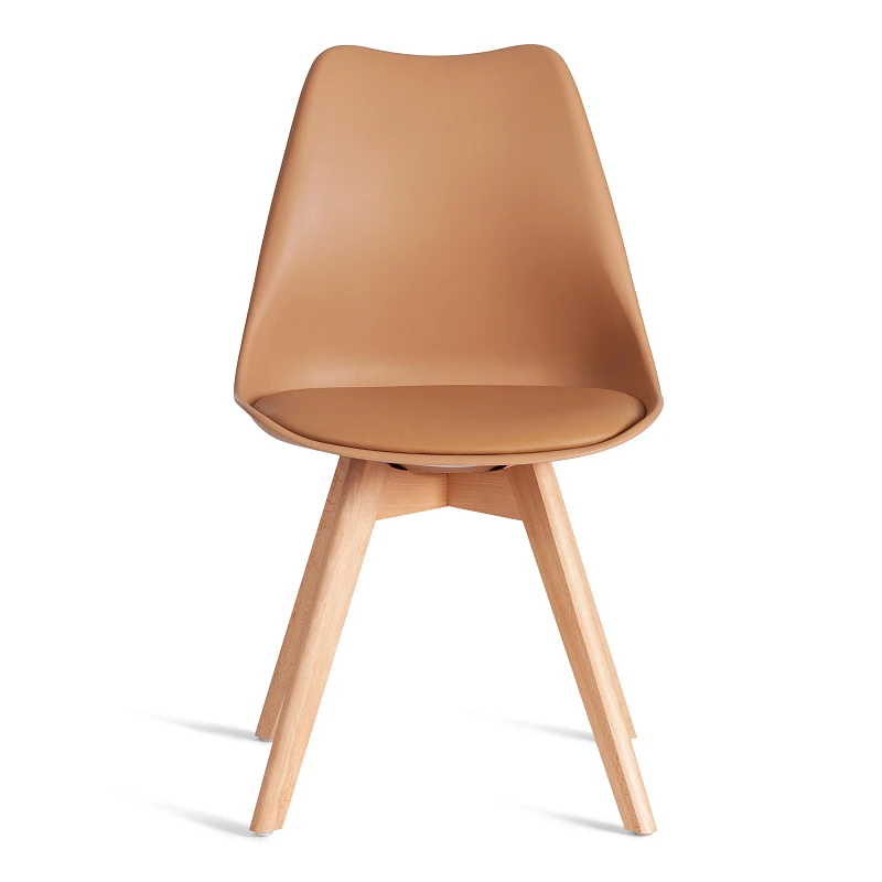 Стул TULIP (mod. 73-1), дерево/пластик/экокожа, 47,5x55x80 см, Бежевый (Latte) | изображение 4