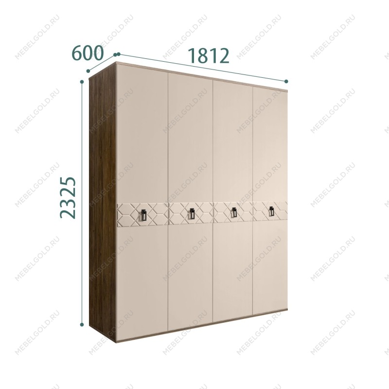 Шкаф 4-х дверный Bogemia Woodline Fa (Ваниль/Черный) БМШ2/4