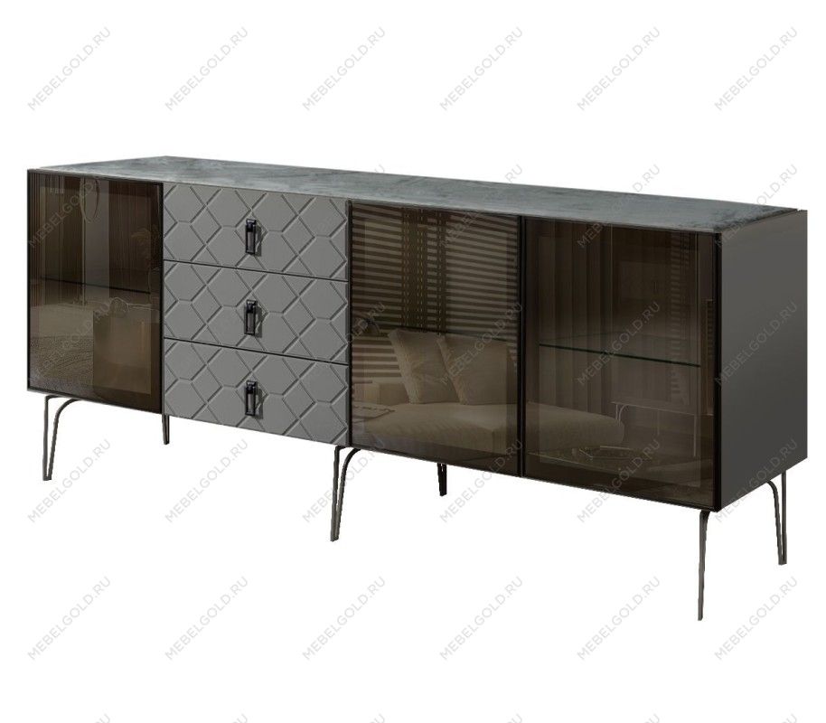 Комод 2.1м Bogemia Farfalle (Серый) (Novabuk/Черный) БМКМ-5(Fa)[5]