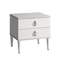 Тумба прикроватная 2 ящика Римини СОЛО (Белый/Серебро) РМТП-2(s)
