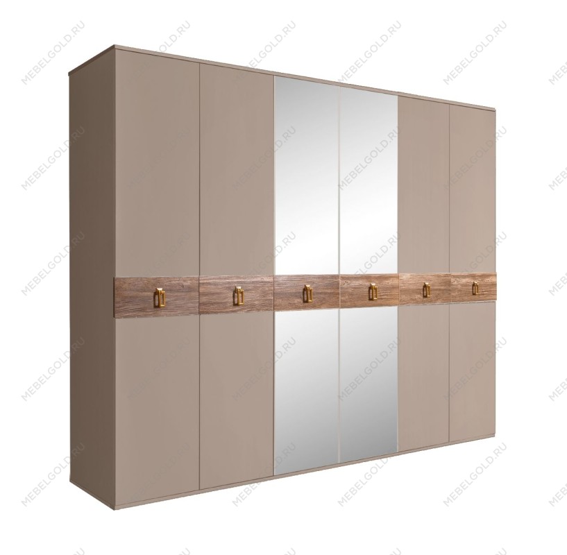 Шкаф 6-ти дв. с зеркалами Bogemia Wood Fa (Мокка/Золото) БМШ1/6(Wo)