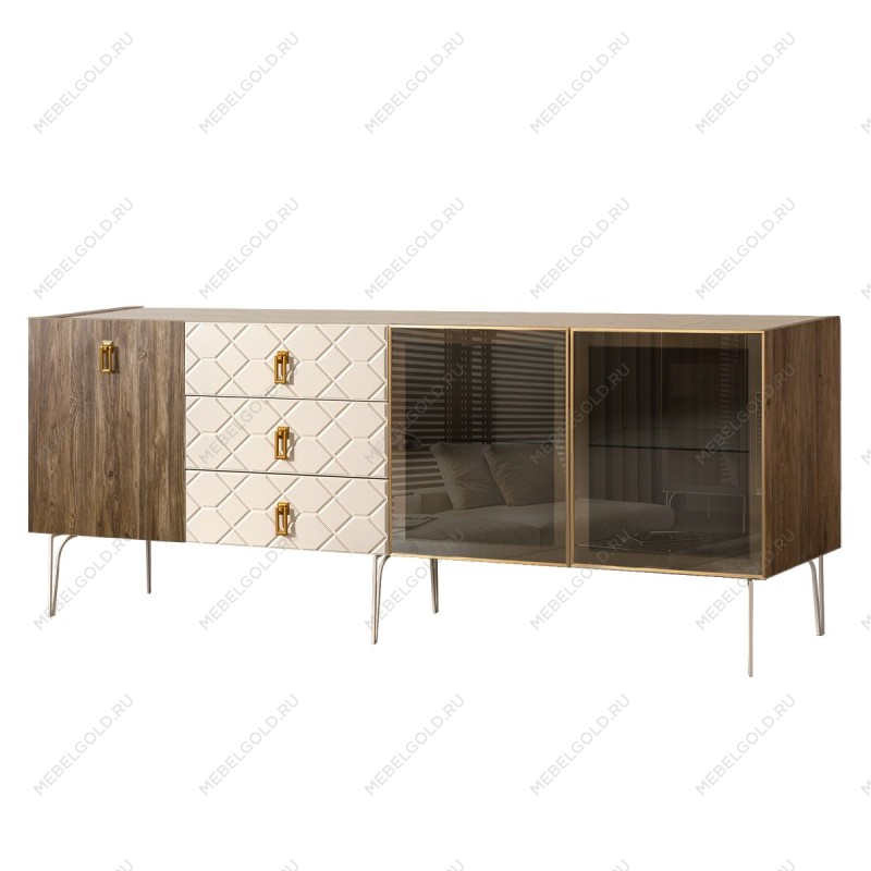 Комод 2.1м Bogemia Woodline Wood Fa (Слоновая кость) (Novabuk/Золото) БМКМ-5[5][10]