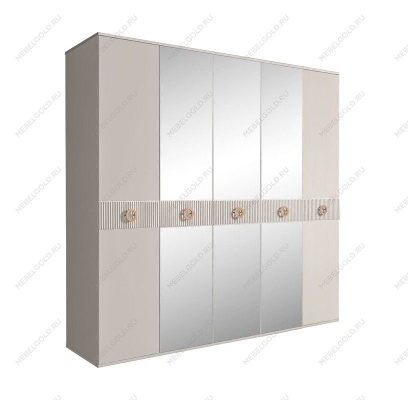Шкаф 5-ти дв. с зеркалами Bogemia Fillini (Шелк/Золото) БМШ1/5(Fi)